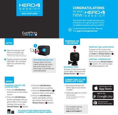 GoPro Hero4 Session - Quick Start Guide PDF | PDF | Shutter ...