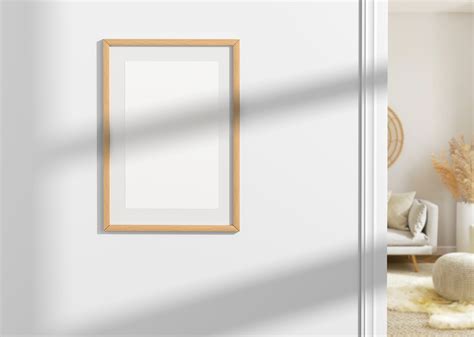 Wooden Photo Frame on Wall Free Mockup — Free Mockup World