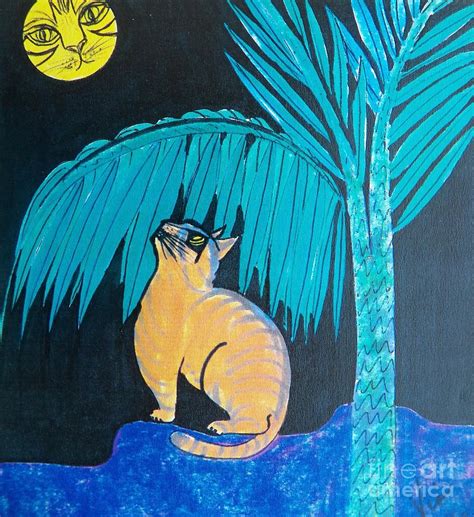 The Cat in the Moon Painting by Judy Via-Wolff | Fine Art America