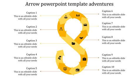 Stunning Arrows PowerPoint Templates with Ten Nodes