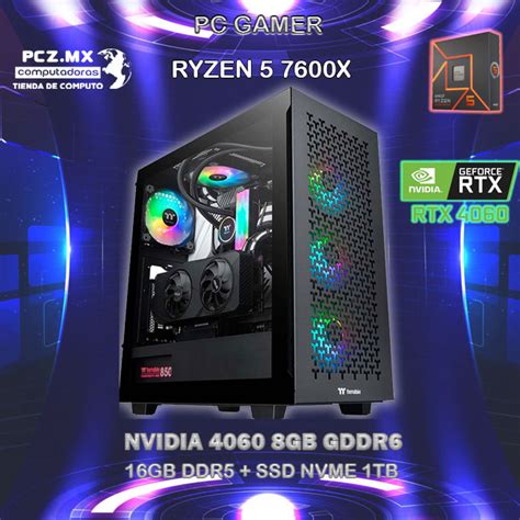 PC GAMER RYZEN 5-7600X 6/12 NUCLEOS NVIDIA RTX-4060 8GB GDDR6 NMVE 1TB