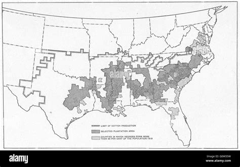 USA: Plantation area, cotton belt & 50%+ Negro population 1910, sketch ...