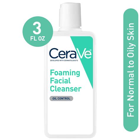 CeraVe Daily Travel Size Face Wash, Foaming Facial Cleanser for Normal ...