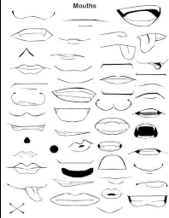 46 different ways to draw anime mouths. | Tutorial de dibujo, Dibujo de sonrisa, Dibujos de labios