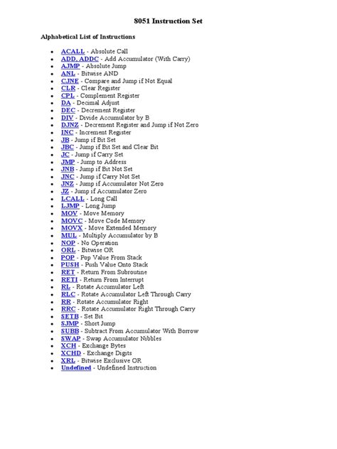 8051 Instruction Set | PDF | Integrated Circuit | Office Equipment