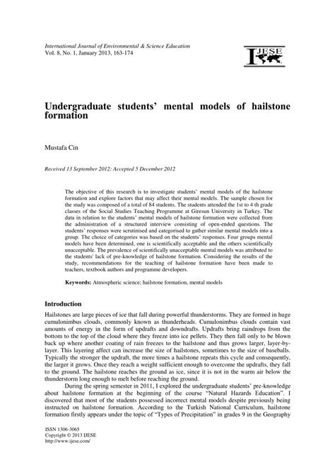 (PDF) Undergraduate students' mental models of hailstone formation