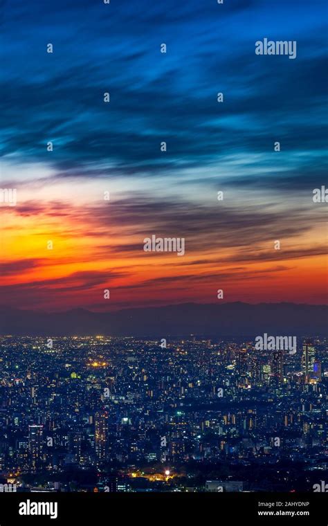 Twilight view of Tokyo City, Narihira, Tokyo To, Japan Stock Photo - Alamy