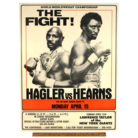 Vintage HAGLER vs HEARNS "THE FIGHT" BOXING POSTER 21x16 Lake Hopatcon ...