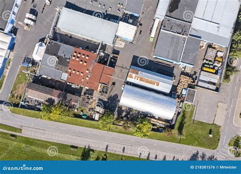 Urban Industrial Zone with Buildings and Warehouses. Aerial View Stock Photo - Image of ...