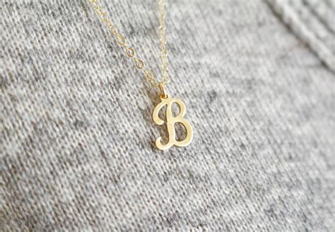 Script Initial B Necklace Monogram B Necklace Gold Necklace | Etsy