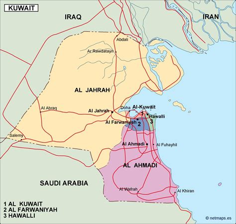 kuwait political map. Eps Illustrator Map | Vector maps