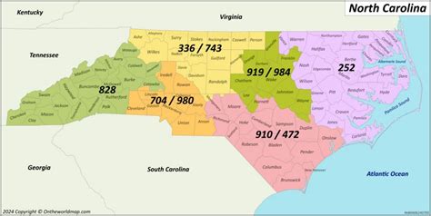 North Carolina Area Codes Map - List of Area Codes in North Carolina ...