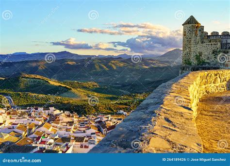 Towers of Olvera Castle on the Mountain Dominating the Town of White Houses, Cadiz, Spain. Stock ...