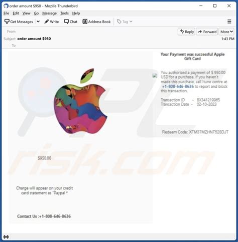 Payment For Apple Gift Card Email Scam - Removal and recovery steps