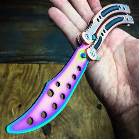 CS GO Practice Tools Karambit Butterfly Knife Folding Blade Knife Balisong Tactical Trainer ...