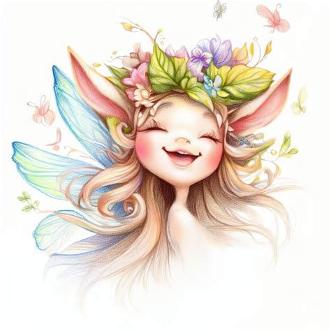 Premium AI Image | A drawing of a fairy wearing a flower crown