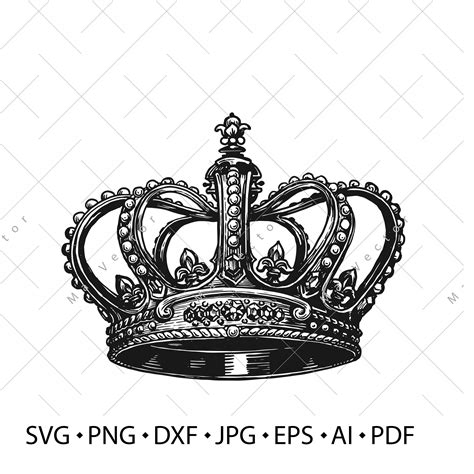 Crown Vector. King's Crown Vintage Sketch Drawing Clipart. Digital ...