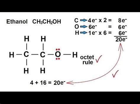 Chemistry - Chemical Bonding (24 of 35) Lewis Structures - Ethanol - CH3CH2OH - YouTube