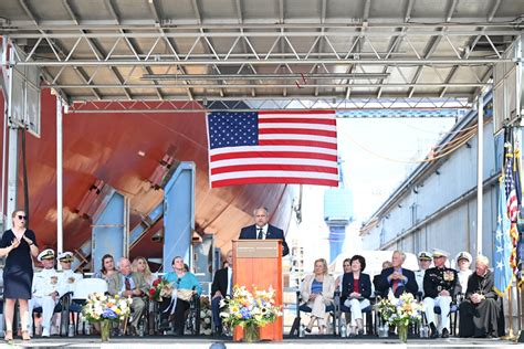 DVIDS - Images - Secretary of the Navy Carlos Del Toro delivers remarks during the christening ...