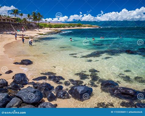 Ho`okipa Beach Park In Maui Hawaii, Windsurfing Site, Big Waves And Big Turtles Editorial Photo ...