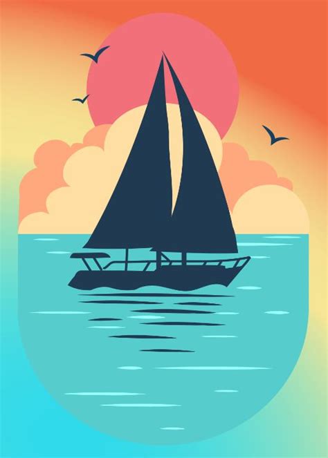 Sailboat Sunset Ocean - NIZAM - Digital Art, Landscapes & Nature, Beach & Ocean, Other Beach ...