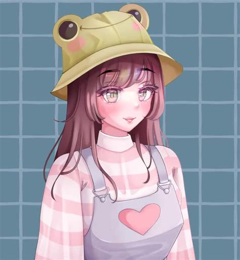 Frog Girl Anime PNG Tuber/pngtuber Brown Hair Avatar For ...