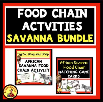 AFRICAN SAVANNA SAFARI Food Chains BUNDLE of Interactive Activities