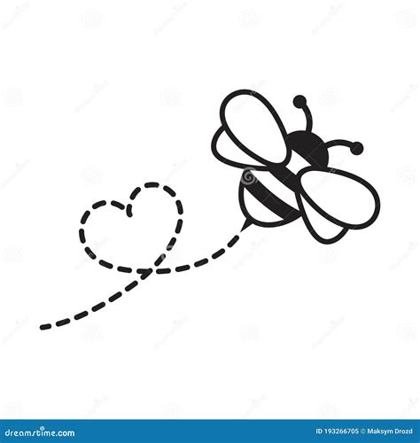 Cartoon Bee Flying on a Heart Shaped Dotted Route Stock Vector - Illustration of flying, cute ...