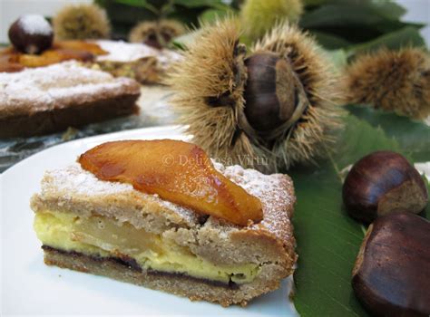 Crostata di castagne con crema al mascarpone e pere caramellate ...