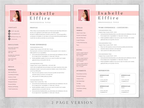 Pink Resume Template Word and Pages Resume Template Girl - Etsy