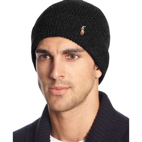 Polo ralph lauren Signature Merino Cuffed Beanie in Black for Men (Polo ...