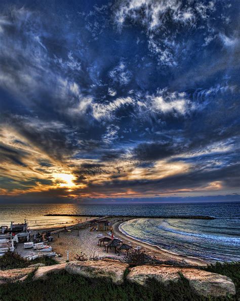 Tel Aviv Sunset At Hilton Beach Photograph by Ron Shoshani