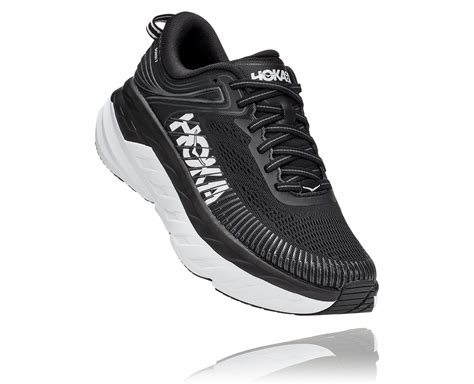 Hoka Womens Bondi 7- Black/White- WIDE Width | Cleary's Shoes & Boots