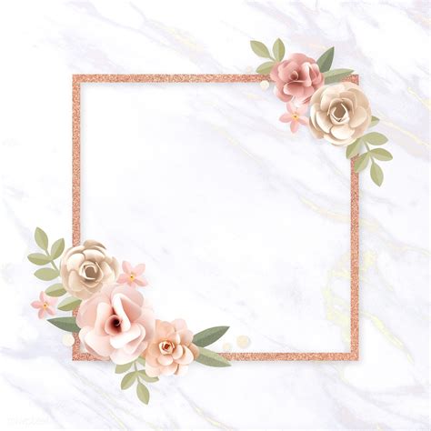 Square Paper Craft Flower Badge Vector