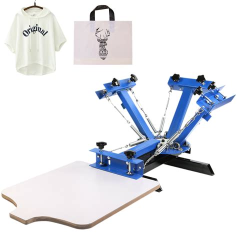 VEVOR Screen Printing Machine 4 Color 1 Station Screen Printing Press 21.7X17.7 inch Silk Screen ...