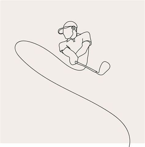 Minimalist Golf line art, Extreme Sport, Golfer Athlete, Simple Sketch ...