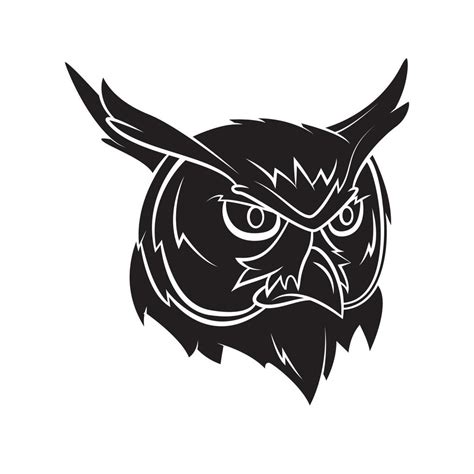 Owl Head Black Vector Illustration 20430153 Vector Art at Vecteezy