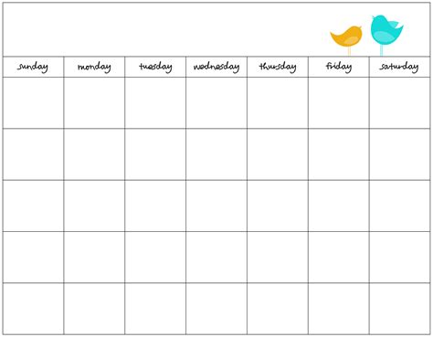 Blank Calendar Print Out • Printable Calendar Template | Free calendar template, Blank monthly ...