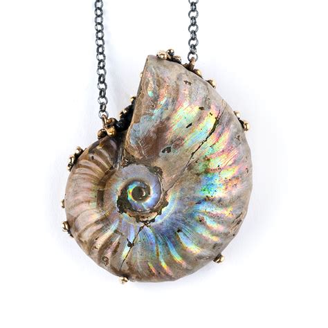 Opalized Ammonite Necklace - One of a Kind | Giardinoblu Jewelry