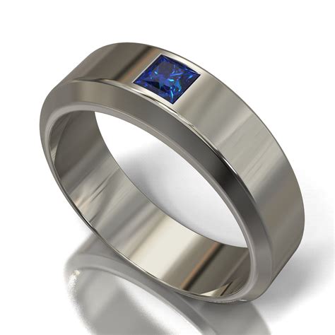 Mens Sapphire Wedding Band / White Gold Wedding Ring / Unique - Etsy Canada