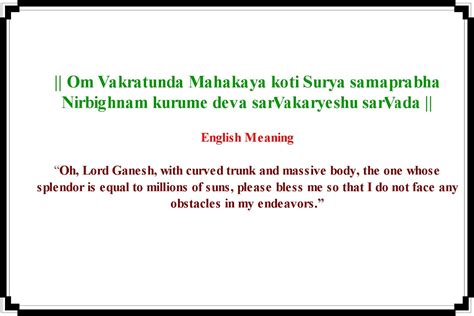 Lord Ganesha Mantra with meaning in English !!!!!! - WhatsApp Text ...