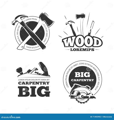 Carpentry Vector Logo With Hammer And Saw | CartoonDealer.com #115858196