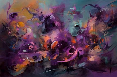 Premium AI Image | A painting of a purple and orange abstract with a lot of circles and the ...