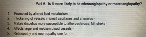 Solved Part A: Is it more likely to be microangiopathy or | Chegg.com