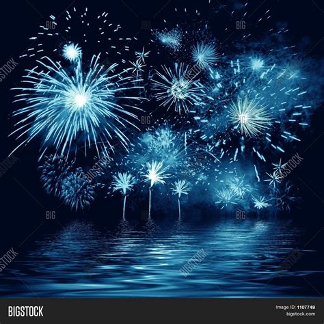 Night Blue Firework Stock Photo & Stock Images | Bigstock