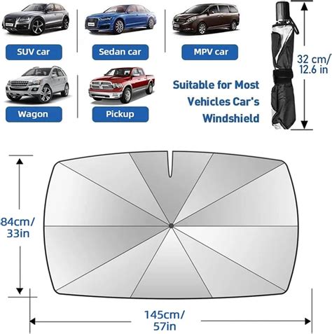 Car Windshield Sun Shade Umbrella (Auto Windshield Covers Most Cars) - Lulunami