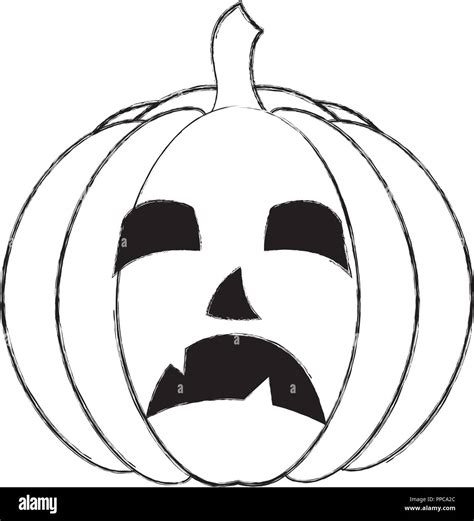 halloween pumpkin face sad cartoon vector illustration hand drawing Stock Vector Image & Art - Alamy