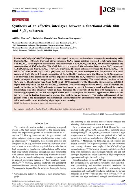 (PDF) Synthesis of an effective interlayer between a functional oxide film and Si3N4 substrate