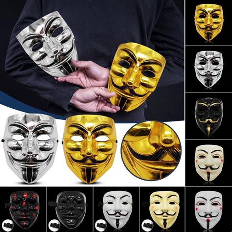 Buy Hackers Mask White V For Vendetta Halloween Face Mask Costume ...