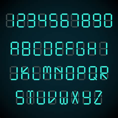 Premium Vector | Digital font, alarm clock letters and numbers alphabet